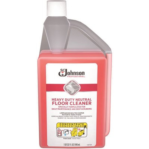 SC Johnson Professional 1 Qt. Heavy Duty Neutral Floor Cleaner sqeeze and pour bottle, 6/case