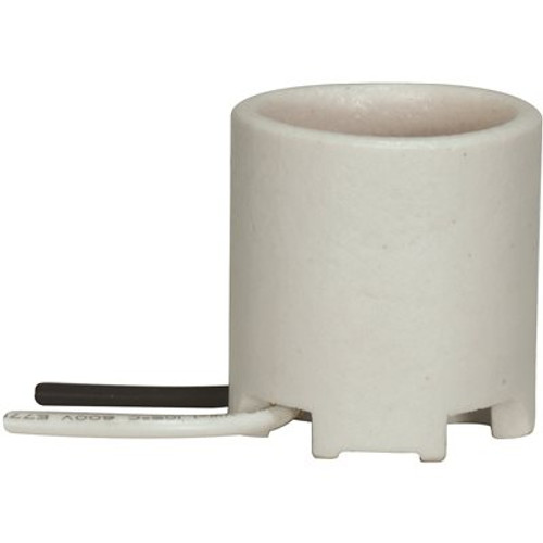 Satco 1.5 in. White Medium Base Keyless Unglazed Porcelain Socket with Wireay and Bronze Shell