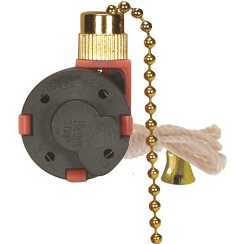 Satco 3/8 in. Brass Pull Chain Switch with White Cord