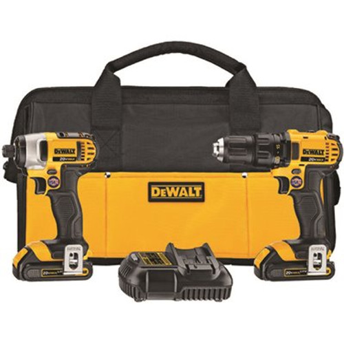 DEWALT 20V MAX Cordless Drill/Impact 2 Tool Combo Kit with (2) 20V 1.5Ah Batteries, Charger, and Bag