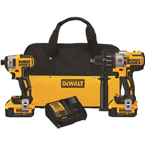 DEWALT 20V MAX XR Cordless Brushless Hammer Drill/Impact 2 Tool Combo Kit with (2) 20V 4.0Ah Batteries and Charger