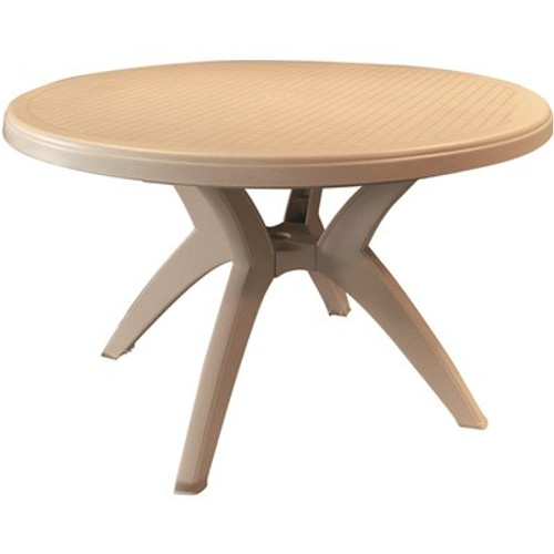 Grosfillex Ibiza 46 in. Sand Round Plastic Outdoor Dining Table