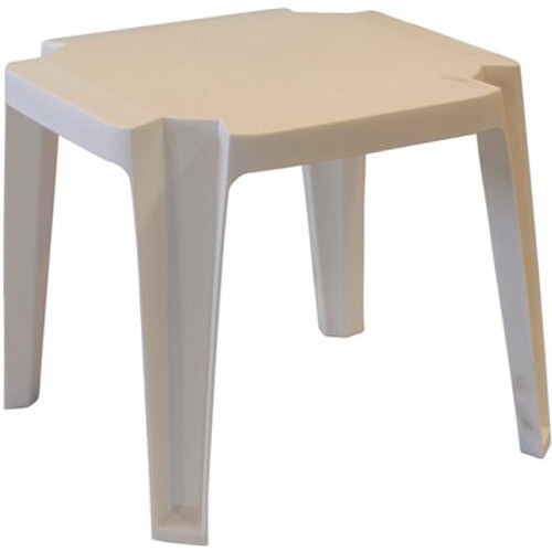 Grosfillex MIAMI WHITE SQUARE PLASTIC OUTDOOR SIDE TABLE