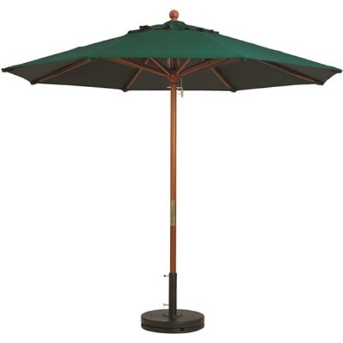 9 ft. Market Wooden Patio Umbrella in Forest Green