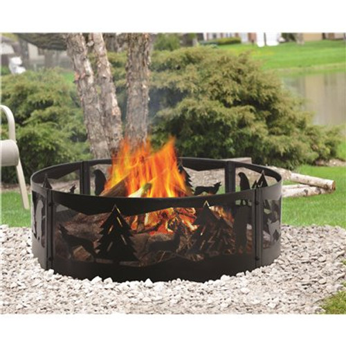 Pleasant Hearth Wilderness 36 in. x 12 in. Steel Fire Pit Ring in Black