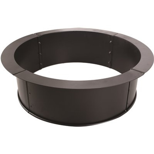 Pleasant Hearth 34 in. x 10 in. Round Solid Steel Wood Fire Ring in Black