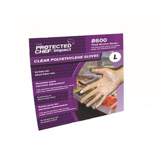 IMPACT PRODUCTS ProGuard Disposable Large Clear Polyethylene Gloves (Box of 100)