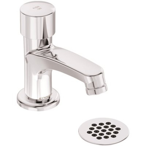 Symmons SCOT Single Hole Single-Handle Metering Bathroom Faucet with Grid Drain in Chrome