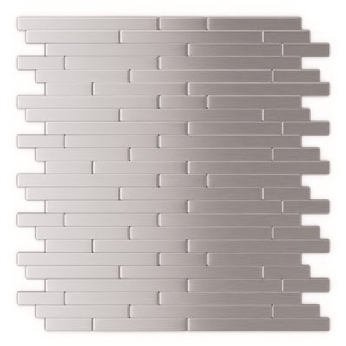 Linox Stainless Steel 12.09 in. x 11.97 in. x 5 mm Brushed Metal Self-Adhesive Wall Mosaic Tiles (24 sq. ft. /case)