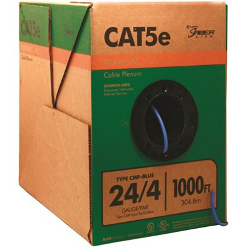 Southwire 1000 ft. Blue 24/4 CAT5e CMP (Plenum) Data Cable Southwire 1000 ft. Blue 24/4 CAT5e CMP (Plenum) Data Cable