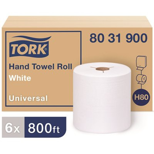 TORK White 8 in. Controlled Hardwound Paper Towels (800 ft./Roll, 6-Rolls/Case)