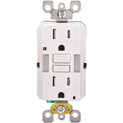 Leviton 15 Amp Self-Test SmartlockPro Combo Duplex Guide Light and Tamper Resistant GFCI Outlet, White