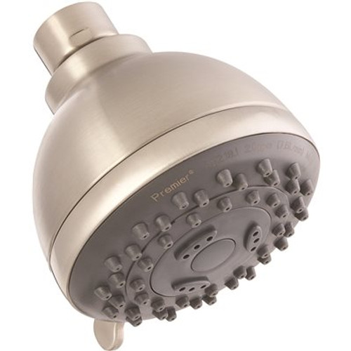 Premier 3-Spray Patterns with 1.8 GPM 3 in.Wall Mount FixedShower Head in Brushed Nickel