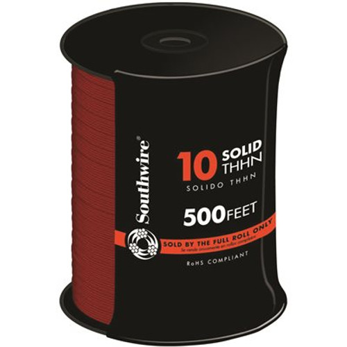 Southwire 500 ft. 10 Red Solid CU THHN Wire
