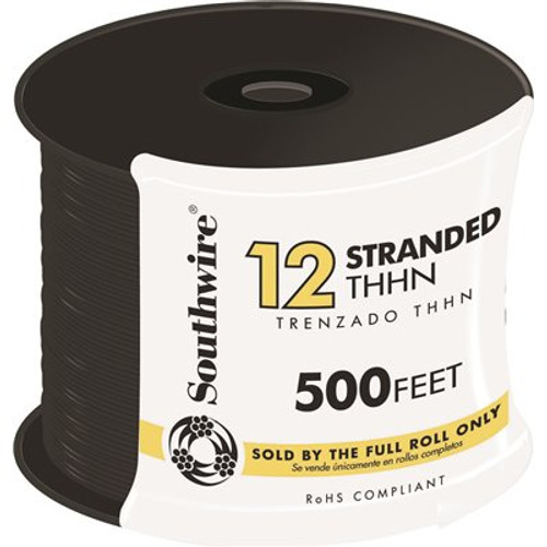 Southwire 500 ft. 12 Black Stranded CU THHN Wire Southwire 500 ft. 12 Black Stranded CU THHN Wire