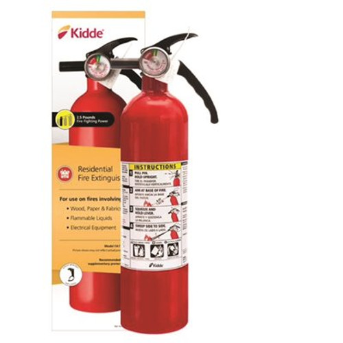 Kidde Basic Use Fire Extinguisher with Easy Mount Bracket & Strap, 1-A:10-B:C, Dry Chemical, One-Time Use