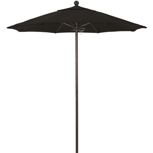 7.5 ft. Bronze Aluminum Commercial Market Patio Umbrella with Fiberglass Ribs and Push Lift in Black Sunbrella