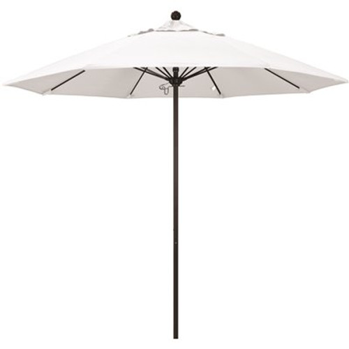 9 ft. Bronze Aluminum Commercial Market Patio Umbrella with Fiberglass Ribs and Push Lift in Natural Sunbrella