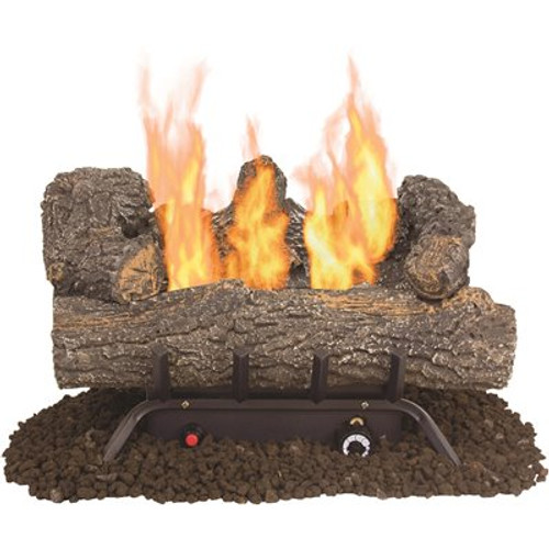 Pleasant Hearth Southern Oak 19.75 in. Vent-Free Dual Fuel Gas Fireplace Logs