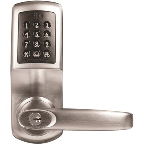 Codelocks Brushed Steel Cylindrical Chassis Electronic Keypad Door Lever