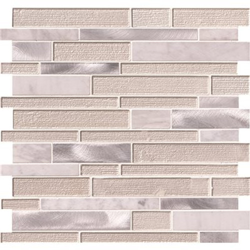 MSI White Wave Interlocking 11.75 in. x 12.5 in. Mixed Multi-Surface Metal Look Wall Tile (20 sq. ft./Case)