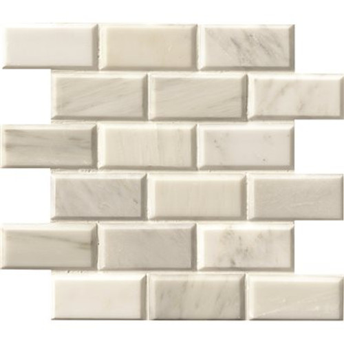 MSI Greecian White Beveled 12 in. x 12 in. x 10mm Polished Marble Mesh-Mounted Mosaic Tile