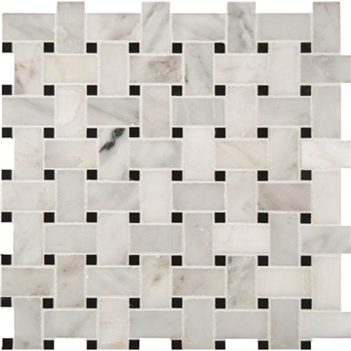 MSI Greecian White Basketweave 12 in. x 12 in. x 10 mm Polished Marble Mosaic Tile (10 sq. ft. / case)