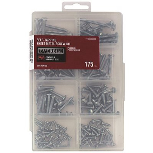 Everbilt 175-Piece Zinc-Plated Self-Tapping Sheet Metal Screw Kit Everbilt 175-Piece Zinc-Plated Self-Tapping Sheet Metal Screw Kit