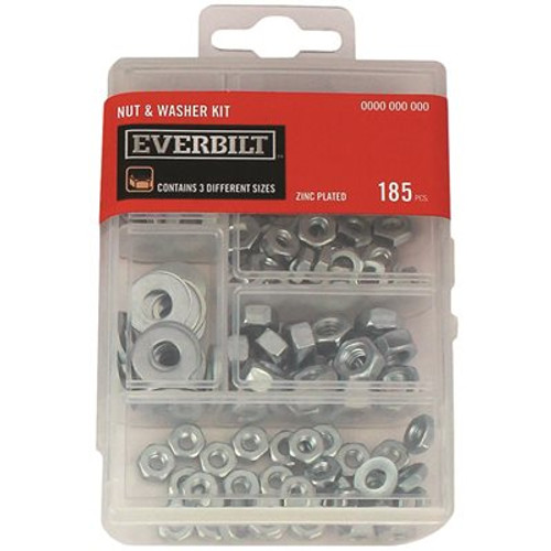 Everbilt 185-Piece Zinc-Plated Nuts and Washer Kit