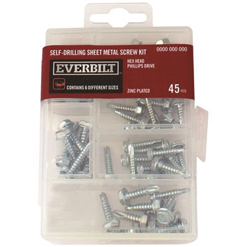 Everbilt 45-Piece Zinc-Plated Self-Drilling Sheet Metal Screw Kit