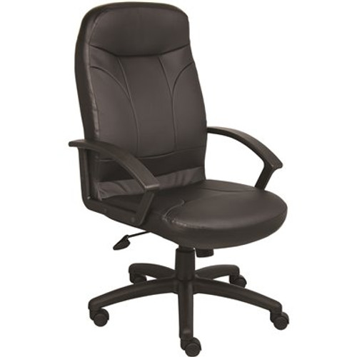 BOSS Office Products High Back Executive Black Leather Desk Chair with Pneumatic Lift