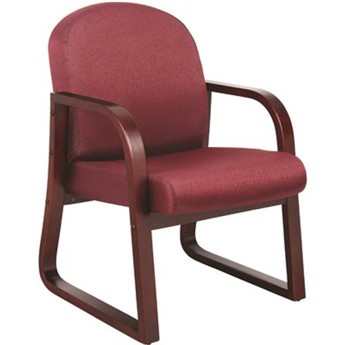 BOSS Office Products 24 in. Width Big and Tall Burgundy and Mahogany Fabric Guest Office Chair with Solid Wood Frame