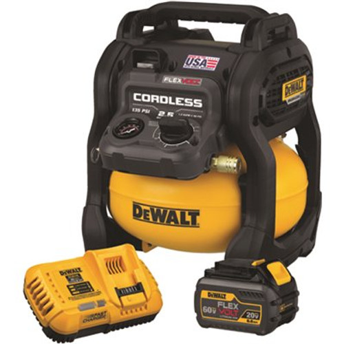 DEWALT FLEXVOLT 2.5 Gal. 60V MAX Brushless Cordless Electric Air Compressor Kit with 2.0Ah Battery and Charger