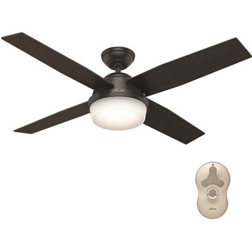 Hunter Dempsey 52 in. LED Indoor/Outdoor Matte Black Ceiling Fan with Light and Remote