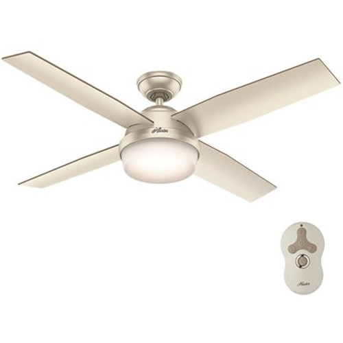 Hunter Dempsey 52 in. LED Indoor/Outdoor Matte Nickel Ceiling Fan with Light and Remote