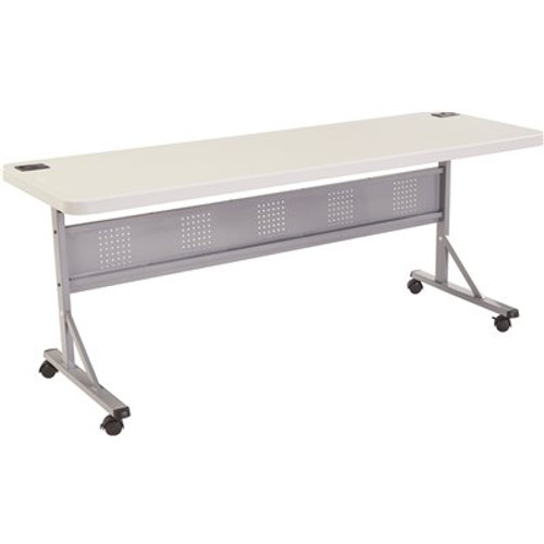 National Public Seating 72 in. Grey Plastic Smooth Surface Folding Flip-N-Store Training Table