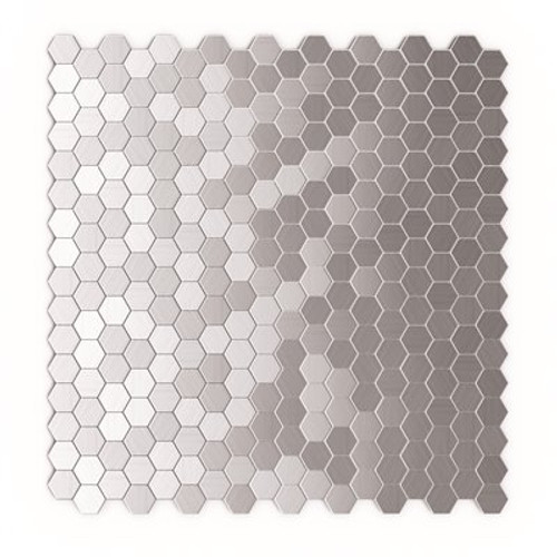 Inoxia SpeedTiles Hexagonia S2 Silver 11.46 in. x 11.89 in. x 5mm Metal Self-Adhesive Mosaic Wall Tile (22.8 sq. ft. / case)