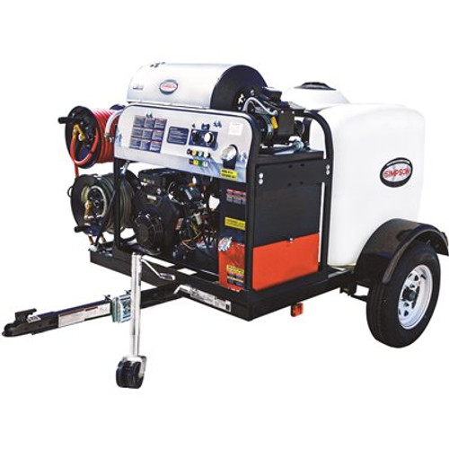 SIMPSON Mobile Trailer 4000 PSI 4.0 GPM Gas Hot Water Professional Pressure Washer with VANGUARD V-Twin Engine