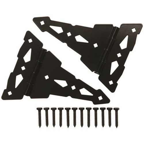 Everbilt 8 in. Black Heavy-Duty Decorative Tee Hinge (2-Pack) Everbilt 8 in. Black Heavy-Duty Decorative Tee Hinge (2-Pack)