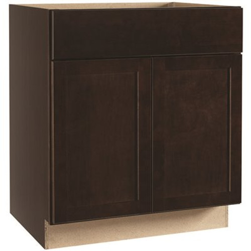 Hampton Bay Shaker Assembled 24 x 34.5 x 21 in. Bathroom Vanity Base Cabinet in Java