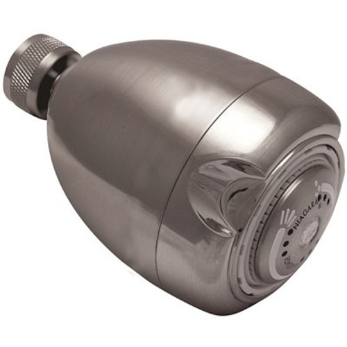 Niagara Conservation Earth 3-Spray Patterns 1.5 GPM 2.7 in. Wall Mount Fixed Shower Head in Brushed Nickel