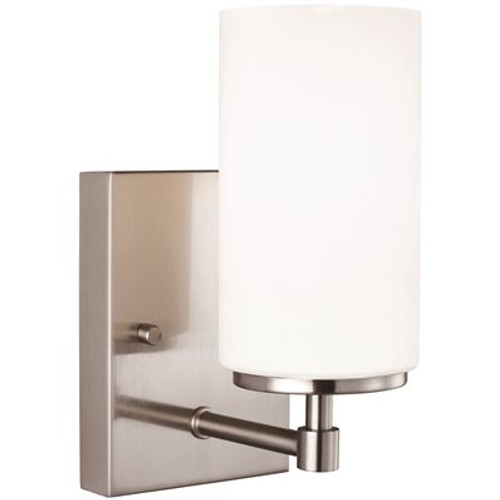 Sea Gull Lighting Alturas 4.375 in. W. 1-Light Brushed Nickel Wall Sconce