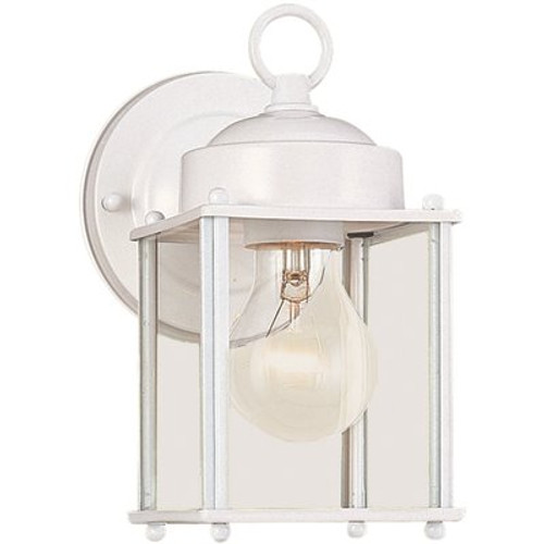 Generation Lighting New Castle 1-Light White Outdoor 8.25 in. Wall Lantern Sconce