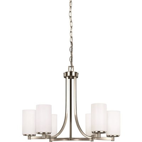 Generation Lighting Hettinger 6-Light Brushed Nickel Modern Transitional Hanging Chandelier