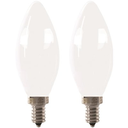 60W Equivalent B10 E12 Candelabra Dimmable Filament CEC Frosted Glass Chandelier LED Light Bulb Soft White 2700K(2-Pack)
