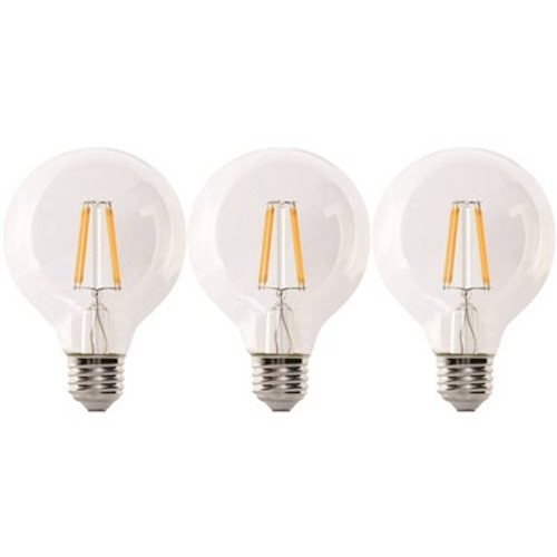 Feit Electric 60-Watt Equivalent G25 Dimmable Filament ENERGY STAR Clear Glass LED Light Bulb, Daylight (3-Pack)