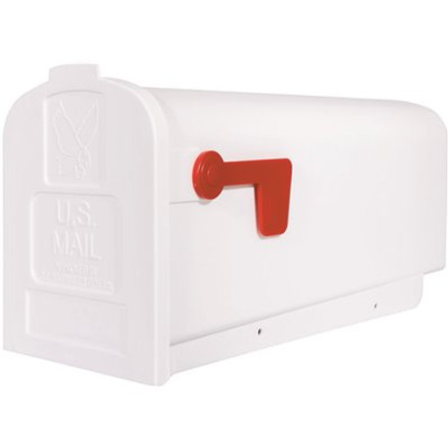 Gibraltar Mailboxes Parsons White, Medium, Plastic, Post Mount Mailbox