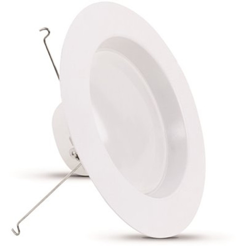 5 in. or 6 in. 120-Watt Equivalent Bright White (3000K) CEC Integrated LED Recessed Retrofit White Trim Downlight