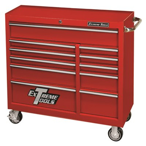 Extreme Tools 41 in. x 24 in. D 11-Drawer Roller Cabinet Tool Chest in Red