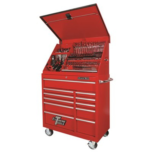 Extreme Tools 41 in. Portable Workstation 11-Drawer Tool Chest and Cabinet Combo in Red